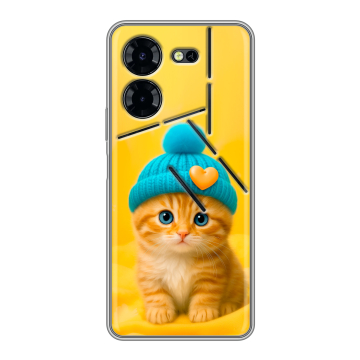 Силиконовый чехол на Tecno Pova 5 Pro с принтом Котенок в шапке