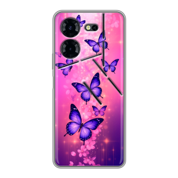 Силиконовый чехол на Tecno Pova 5 Pro с принтом Бабочки Силиконовый чехол на Tecno Pova 5 Pro с принтом Бабочки