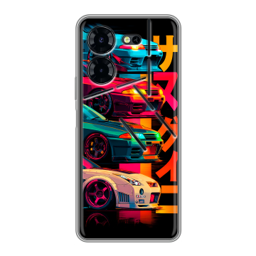 Силиконовый чехол на Tecno Pova 5 Pro с принтом Гоночные машины Силиконовый чехол на Tecno Pova 5 Pro с принтом Гоночные машины
