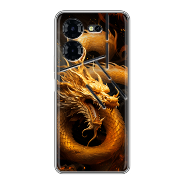 Силиконовый чехол на Tecno Pova 5 Pro с принтом Золотой дракон