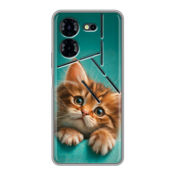 Силиконовый чехол на Tecno Pova 5 Pro с принтом котенок Силиконовый чехол на Tecno Pova 5 Pro с принтом котенок