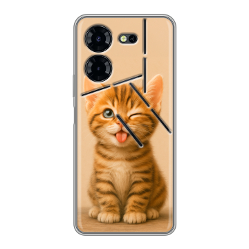Силиконовый чехол на Tecno Pova 5 Pro с принтом котенок Силиконовый чехол на Tecno Pova 5 Pro с принтом котенок