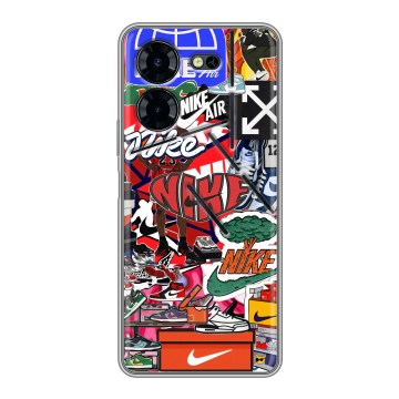 Силиконовый чехол на Tecno Pova 5 Pro с принтом Найк Nike яркий