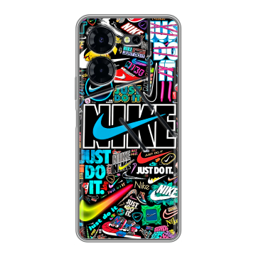 Силиконовый чехол на Tecno Pova 5 Pro с принтом найк nike черный