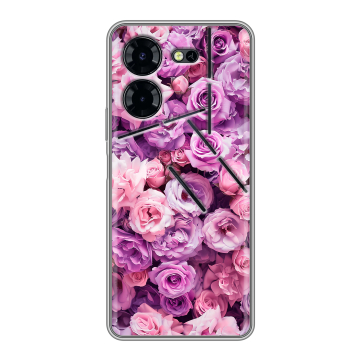 Силиконовый чехол на Tecno Pova 5 Pro с принтом лавандовые розы