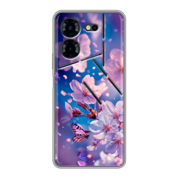 Силиконовый чехол на Tecno Pova 5 Pro с принтом цветы бабочки