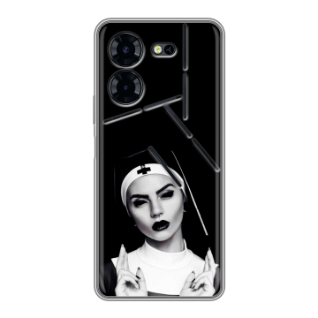 Силиконовый чехол на Tecno Pova 5 Pro с принтом монашка
