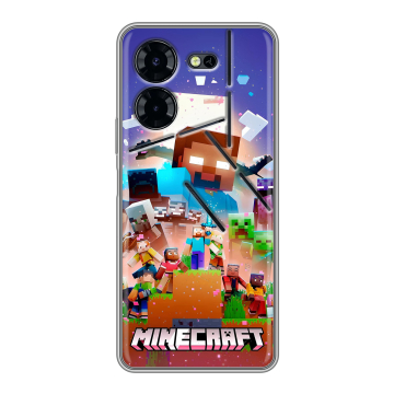 Силиконовый чехол на Tecno Pova 5 Pro с принтом Майнкрафт Minecraft