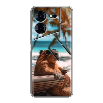 Силиконовый чехол на Tecno Pova 5 Pro с принтом Капибара Силиконовый чехол на Tecno Pova 5 Pro с принтом Капибара