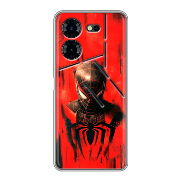 Силиконовый чехол на Tecno Pova 5 Pro с принтом человек паук spiderman Силиконовый чехол на Tecno Pova 5 Pro с принтом человек паук spiderman