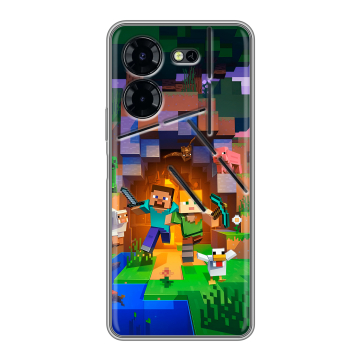 Силиконовый чехол на Tecno Pova 5 Pro с принтом Майнкрафт Minecraft