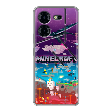Силиконовый чехол на Tecno Pova 5 Pro с принтом Майнкрафт Minecraft Силиконовый чехол на Tecno Pova 5 Pro с принтом Майнкрафт Minecraft