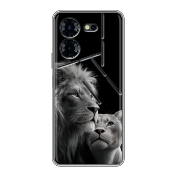 Силиконовый чехол на Tecno Pova 5 Pro с принтом Лев кошки