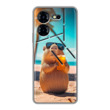 Силиконовый чехол на Tecno Pova 5 Pro с принтом Капибара