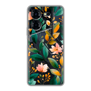 Силиконовый чехол на Tecno Pova 5 Pro с принтом Цветы паттерн