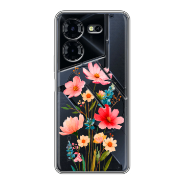 Силиконовый чехол на Tecno Pova 5 Pro с принтом Цветы