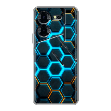Силиконовый чехол на Tecno Pova 5 Pro с принтом Неоновые соты