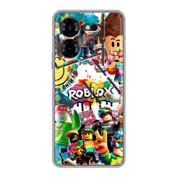 Силиконовый чехол на Tecno Pova 5 Pro с принтом Roblox Роблокс