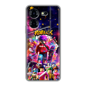 Силиконовый чехол на Tecno Pova 5 Pro с принтом Roblox Роблокс