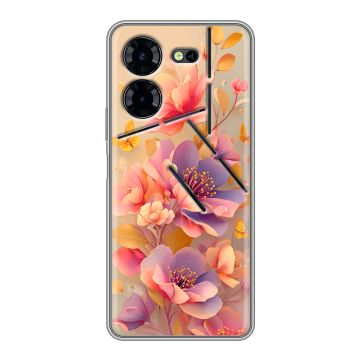 Силиконовый чехол на Tecno Pova 5 Pro с принтом Цветы и бабочки