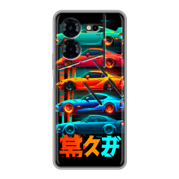 Силиконовый чехол на Tecno Pova 5 Pro с принтом машины тачки