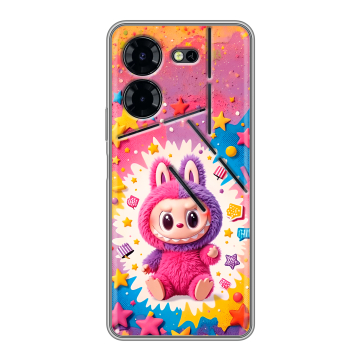 Силиконовый чехол на Tecno Pova 5 Pro с принтом Labubu Лабубу Силиконовый чехол на Tecno Pova 5 Pro с принтом Labubu Лабубу