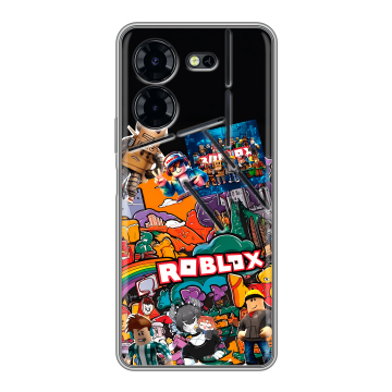 Силиконовый чехол на Tecno Pova 5 Pro с принтом Roblox Роблокс Силиконовый чехол на Tecno Pova 5 Pro с принтом Roblox Роблокс