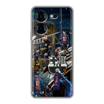 Силиконовый чехол на Tecno Pova 5 Pro с принтом Messi Barcelona Силиконовый чехол на Tecno Pova 5 Pro с принтом Messi Barcelona