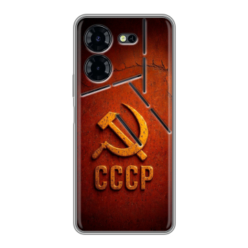 Силиконовый чехол на Tecno Pova 5 Pro с принтом Флаг Герб СССР Силиконовый чехол на Tecno Pova 5 Pro с принтом Флаг Герб СССР