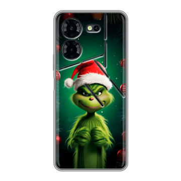 Силиконовый чехол на Tecno Pova 5 Pro с принтом Гринч Новый год Рождество