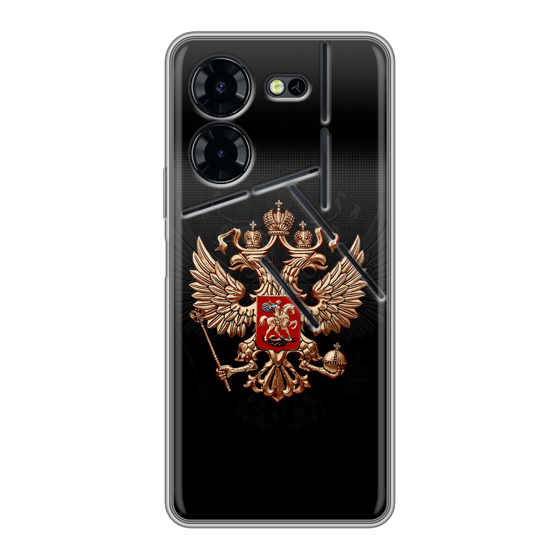 Силиконовый чехол на Tecno Pova 5 Pro с принтом Герб России Силиконовый чехол на Tecno Pova 5 Pro с принтом Герб России