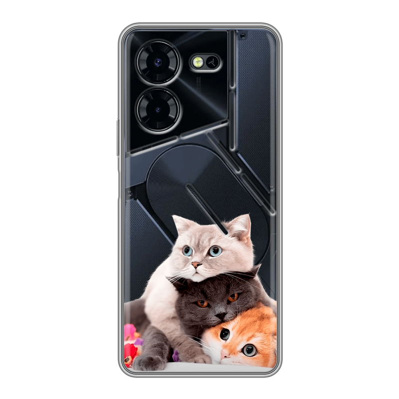 Силиконовый чехол на Tecno Pova 5 Pro с принтом Кошки Силиконовый чехол на Tecno Pova 5 Pro с принтом Кошки