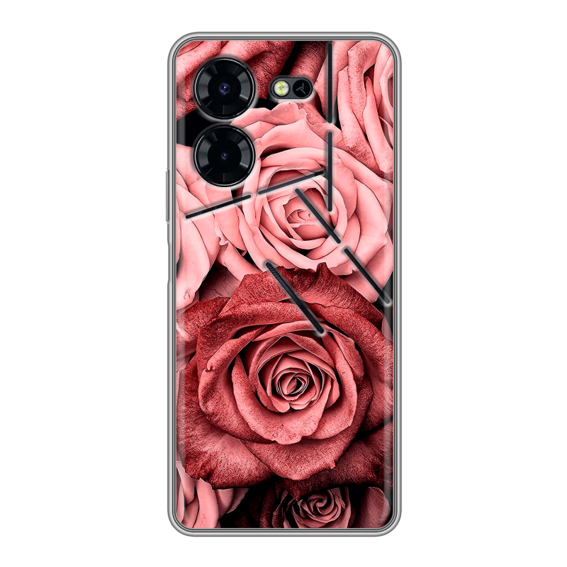 Силиконовый чехол на Tecno Pova 5 Pro с принтом Цветы розы Силиконовый чехол на Tecno Pova 5 Pro с принтом Цветы розы