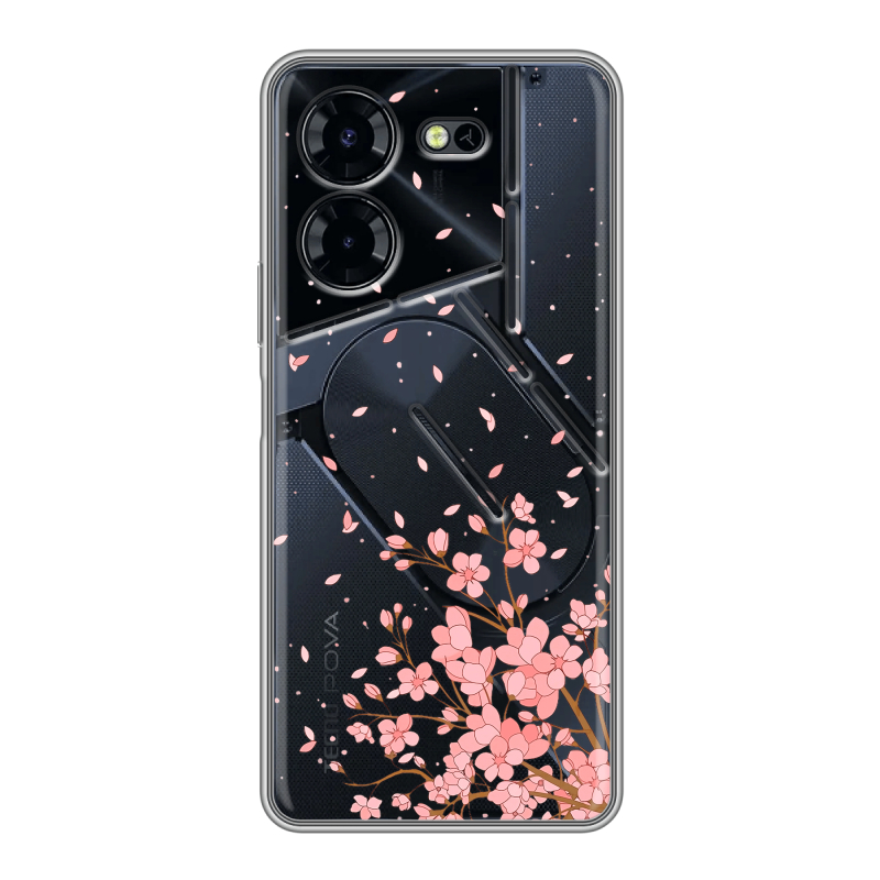 Силиконовый чехол на Tecno Pova 5 Pro с принтом Ветка сакуры Силиконовый чехол на Tecno Pova 5 Pro с принтом Ветка сакуры
