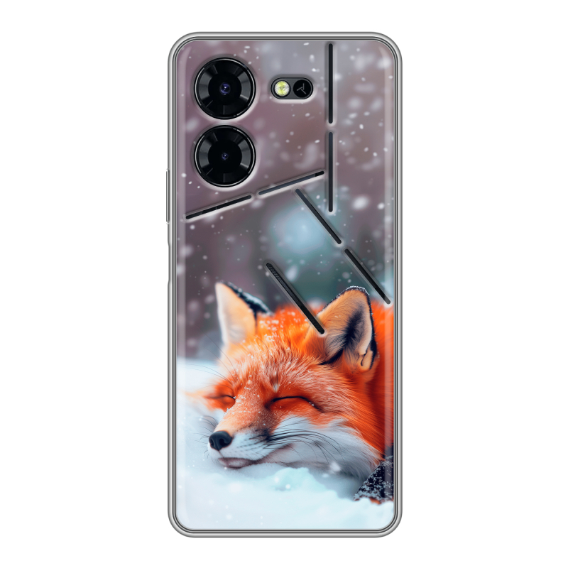 Силиконовый чехол на Tecno Pova 5 Pro с принтом лиса Силиконовый чехол на Tecno Pova 5 Pro с принтом лиса