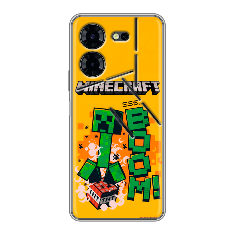 Силиконовый чехол на Tecno Pova 5 Pro с принтом Майнкрафт Minecraft Силиконовый чехол на Tecno Pova 5 Pro с принтом Майнкрафт Minecraft
