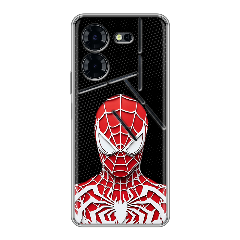 Силиконовый чехол на Tecno Pova 5 Pro с принтом человек паук spiderman Силиконовый чехол на Tecno Pova 5 Pro с принтом человек паук spiderman