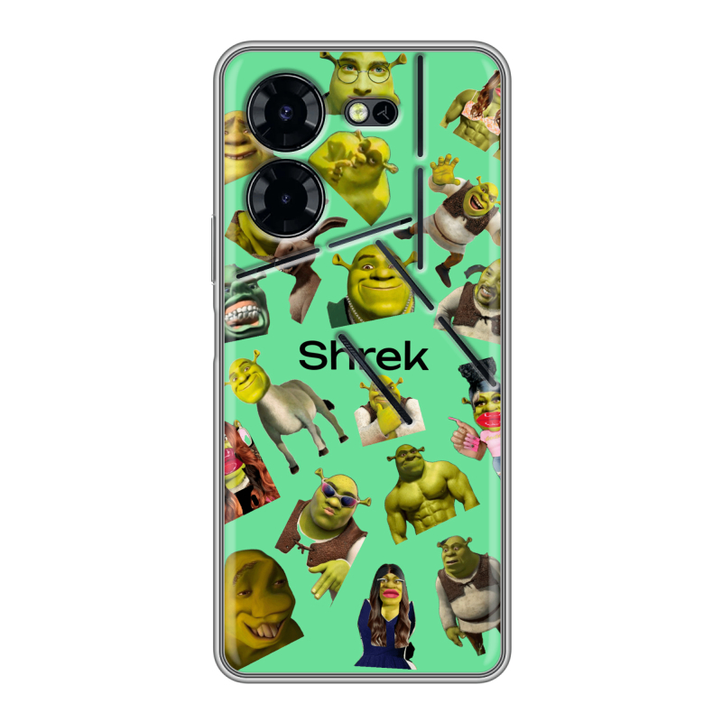 Силиконовый чехол на Tecno Pova 5 Pro с принтом Шрек Shrek Силиконовый чехол на Tecno Pova 5 Pro с принтом Шрек Shrek