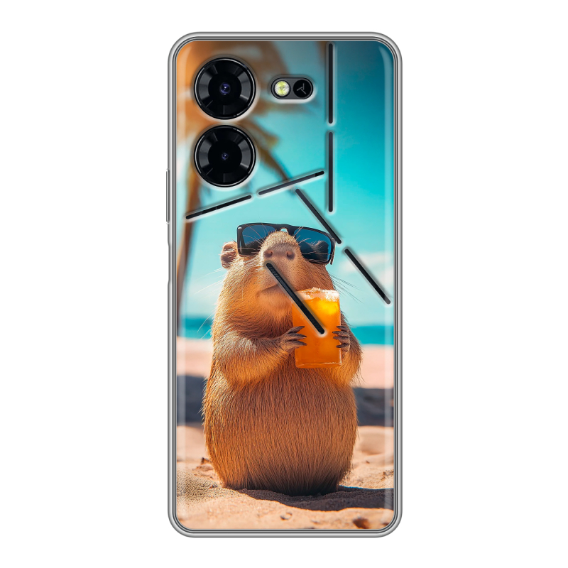 Силиконовый чехол на Tecno Pova 5 Pro с принтом Капибара Силиконовый чехол на Tecno Pova 5 Pro с принтом Капибара
