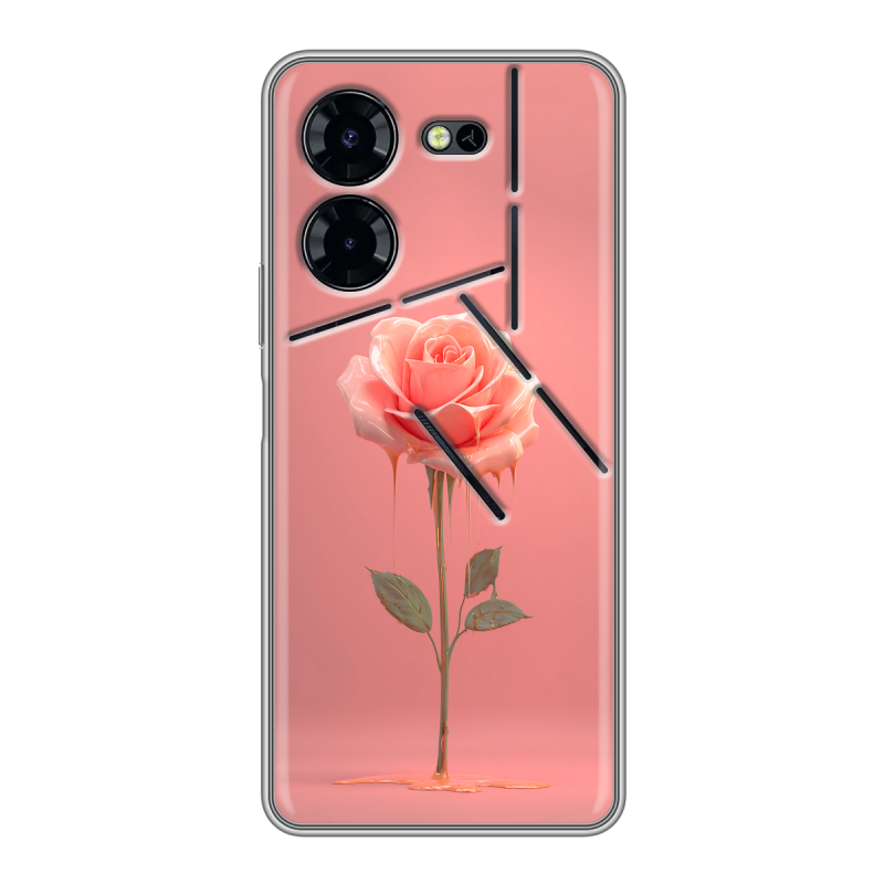 Силиконовый чехол на Tecno Pova 5 Pro с принтом Розовая роза Силиконовый чехол на Tecno Pova 5 Pro с принтом Розовая роза