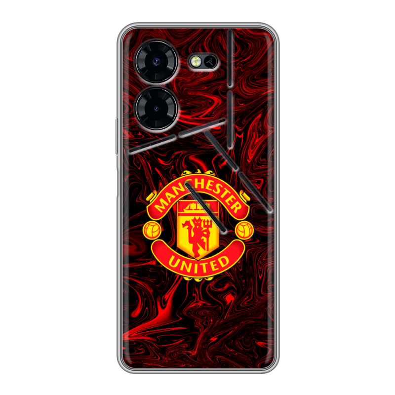 Силиконовый чехол на Tecno Pova 5 Pro с принтом Manchester United Силиконовый чехол на Tecno Pova 5 Pro с принтом Manchester United