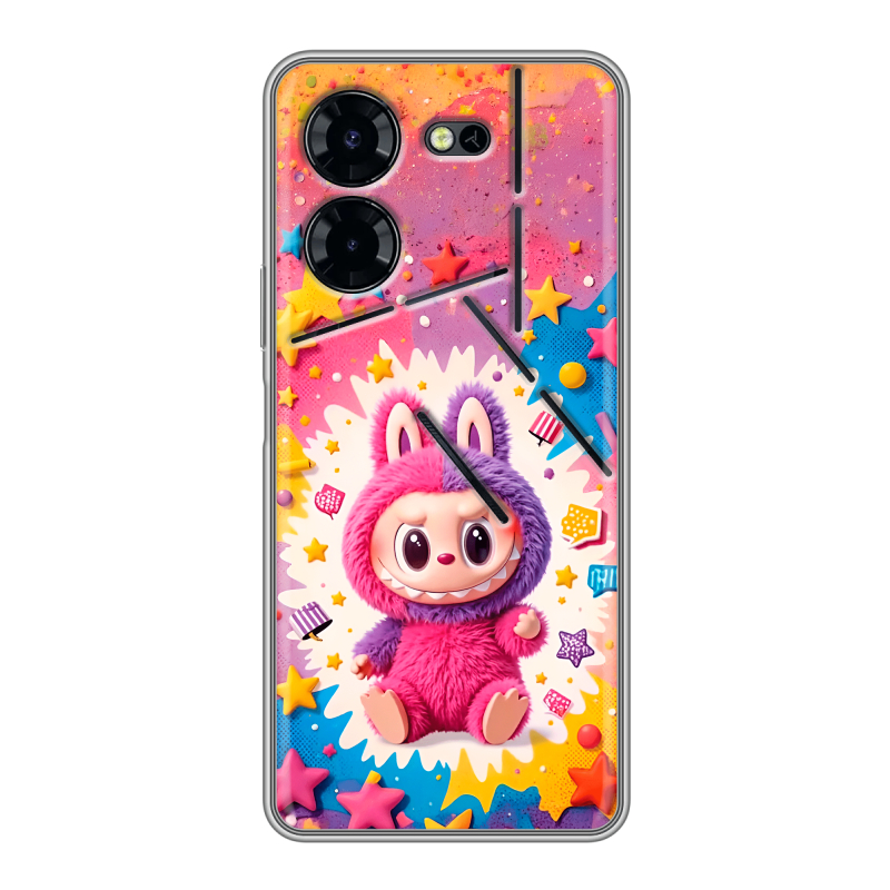 Силиконовый чехол на Tecno Pova 5 Pro с принтом Labubu Лабубу Силиконовый чехол на Tecno Pova 5 Pro с принтом Labubu Лабубу