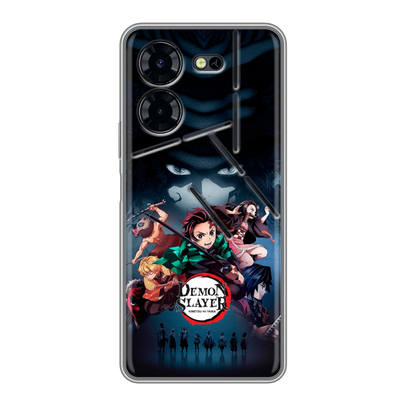 Силиконовый чехол на Tecno Pova 5 Pro с принтом Demon Slayer Клинок рассекающий демонов Силиконовый чехол на Tecno Pova 5 Pro с принтом Demon Slayer Клинок рассекающий демонов