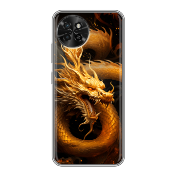 Силиконовый чехол на Itel S23 с принтом Золотой дракон