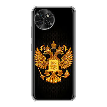Силиконовый чехол на Itel S23 с принтом Герб России желтый Силиконовый чехол на Itel S23 с принтом Герб России желтый