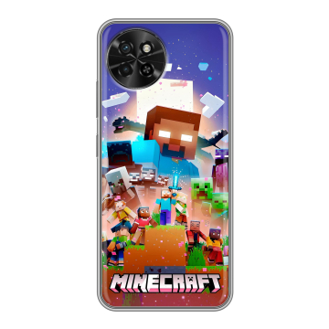 Силиконовый чехол на Itel S23 с принтом Майнкрафт Minecraft