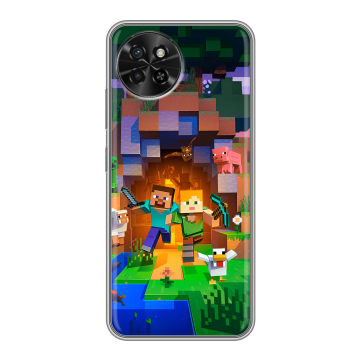 Силиконовый чехол на Itel S23 с принтом Майнкрафт Minecraft