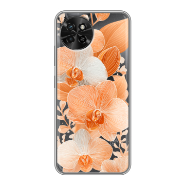 Силиконовый чехол на Itel S23 с принтом Бежевые цветы