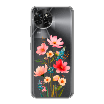 Силиконовый чехол на Itel S23 с принтом Цветы