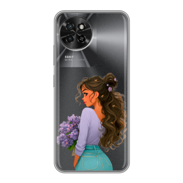 Силиконовый чехол на Itel S23 с принтом девушка цветы